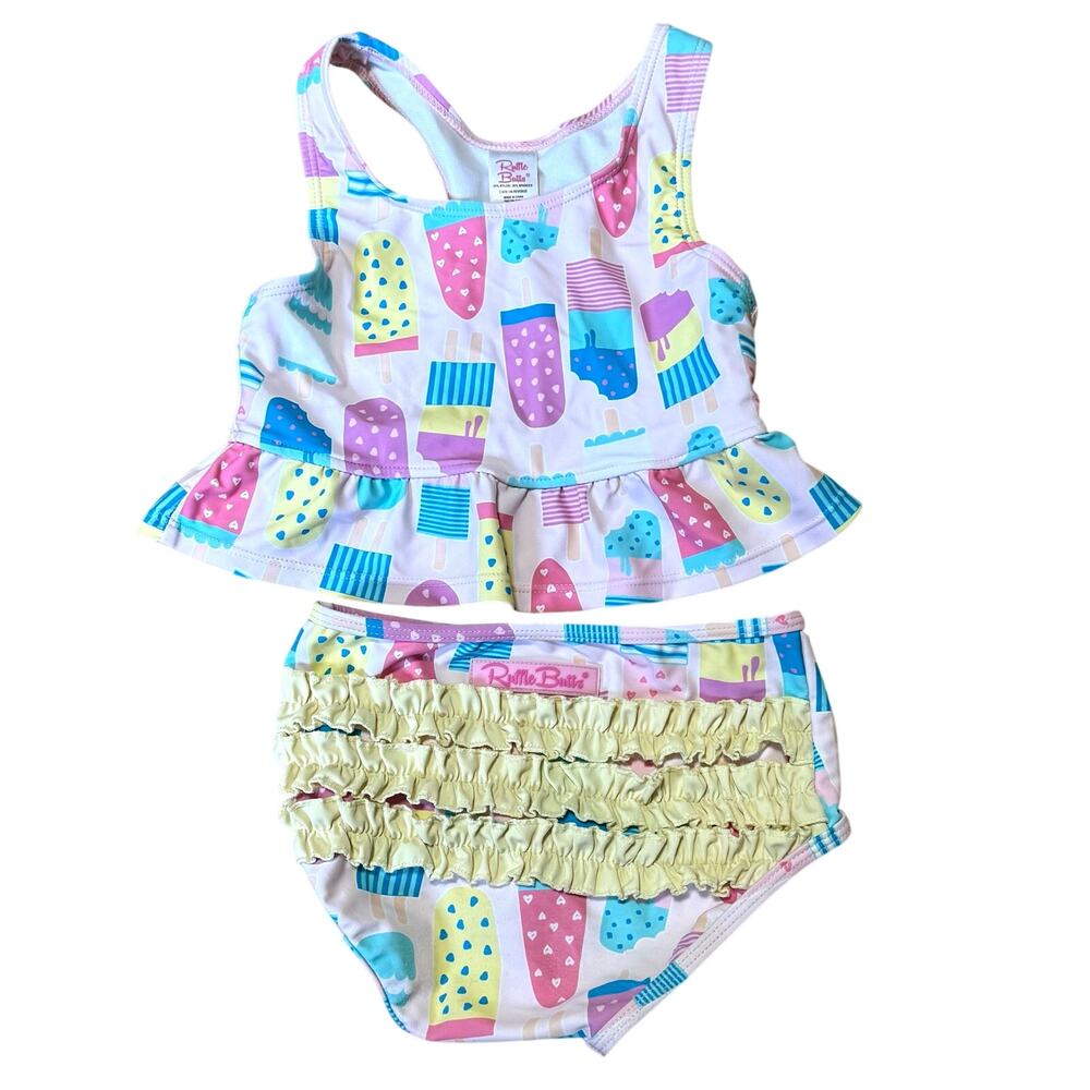 Ruffle Butt Ice Cream Social Two Piece Kids Swimsuit 6